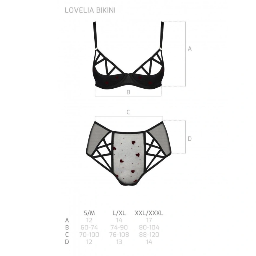 Эротический комплект с рисунком Passion LOVELIA BIKINI L/XL, black фото 12