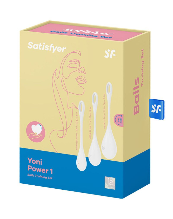 Набір йоні намистин Satisfyer Yoni Power 1 White, діаметр 2-2,5-3см, вага 22-46-74гр фото 5
