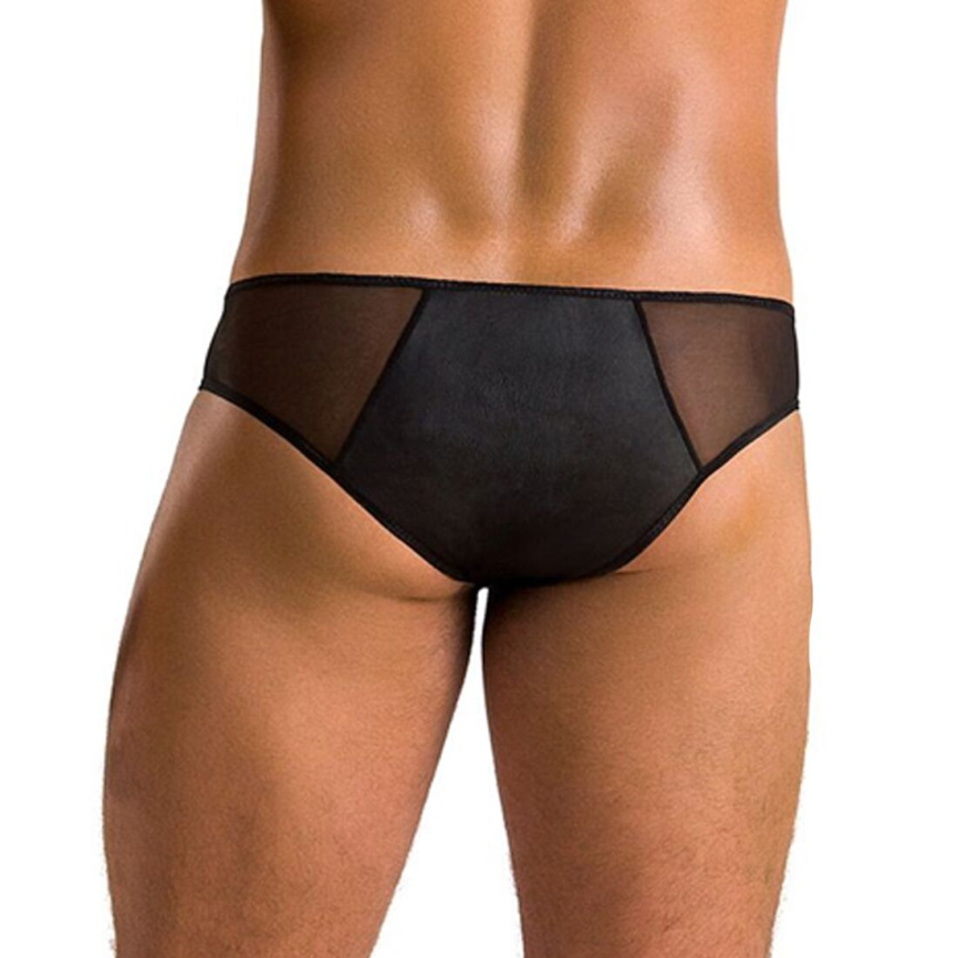 Чоловічі сліпи на блискавці Passion 042 SLIP TIMMY XXL/XXXL Black, екошкіра, сітка фото 8