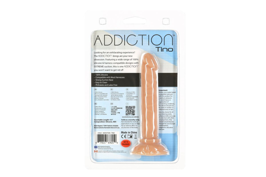 Фалоімітатор ADDICTION Tino 5.25″ Silicone Dildo, присоска, діаметр 1,9 см, віброкуля в подарунок фото 6