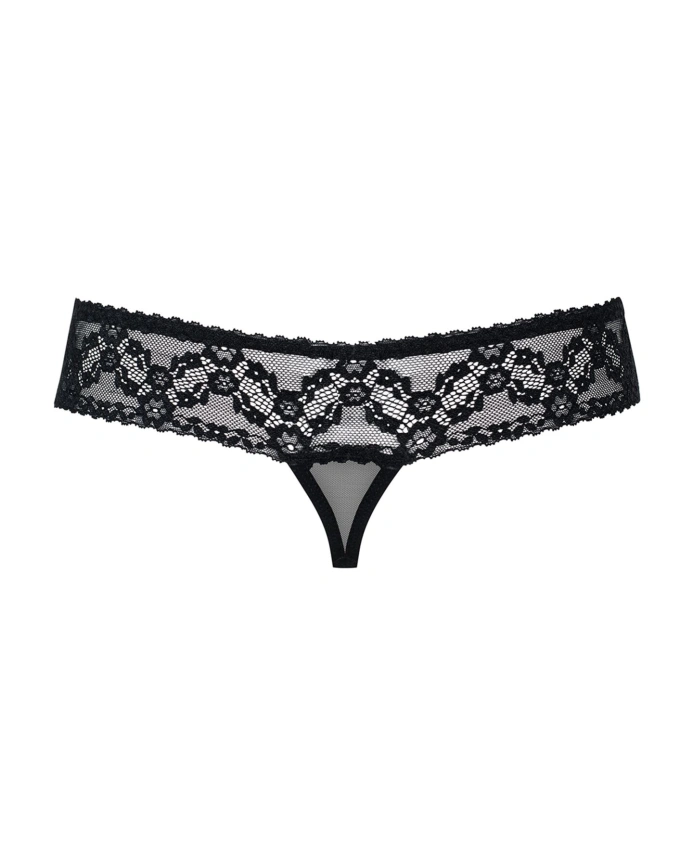 Кружевные танга с доступом Obsessive 837-THC-1 S/M, черные фото 6