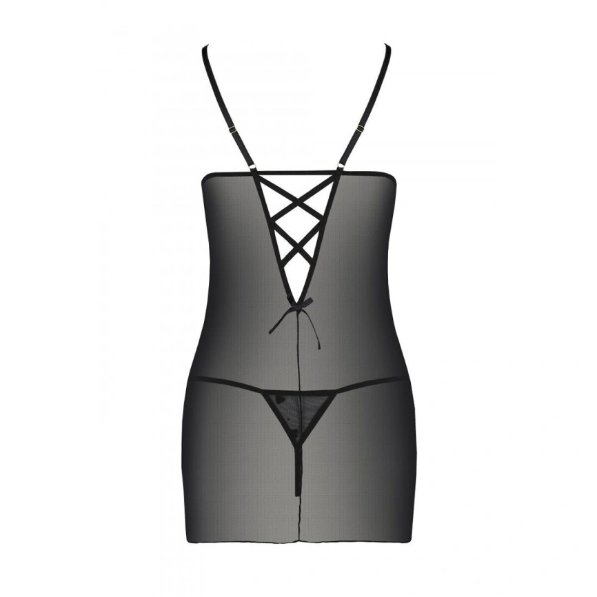 Сорочка с вырезами на груди, стринги Passion LOVELIA CHEMISE XXL/XXXL, black фото 13