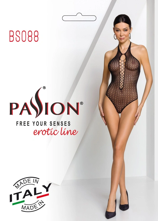 Бодистокинг с декольте Passion BS088 black, имитация корсетной шнуровки фото 8