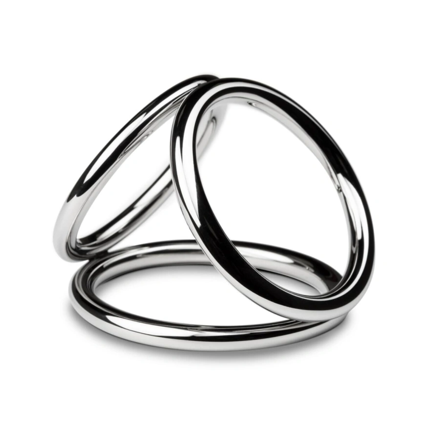 Тройное эрекционное кольцо Sinner Gear Unbendable — Triad Chamber Metal Cock and Ball Ring — Large фото 1