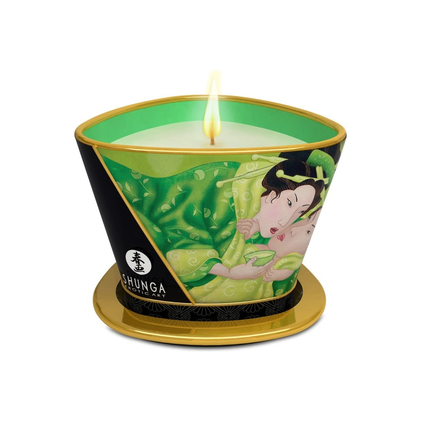Массажная свеча Shunga Massage Candle – Exotic Green Tea (170 мл) с афродизиаками фото 1