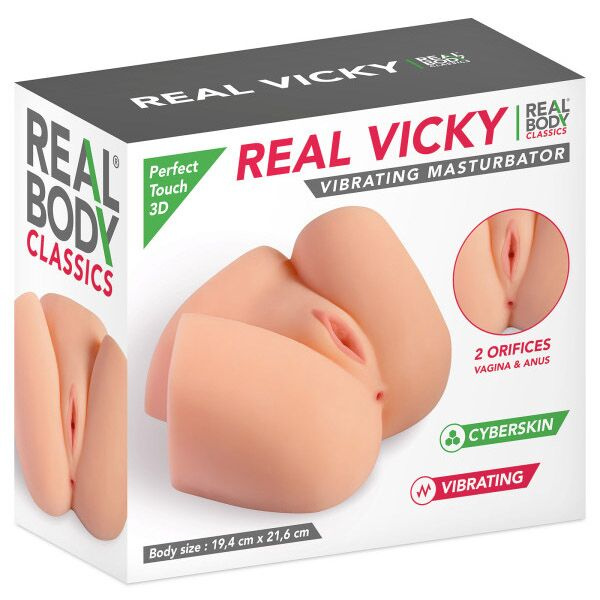Мастурбатор-півторс з вібрацією Real Body Real Vicky вагіна та анус, 22х19 см фото 3