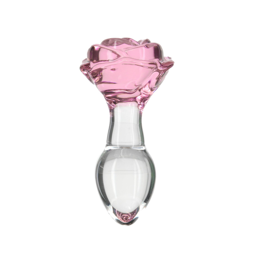 Скляна анальна пробка Pillow Talk Rosy Luxurious Glass Anal Plug, ⌀3,3 см, віброкуля в подарунок фото 1