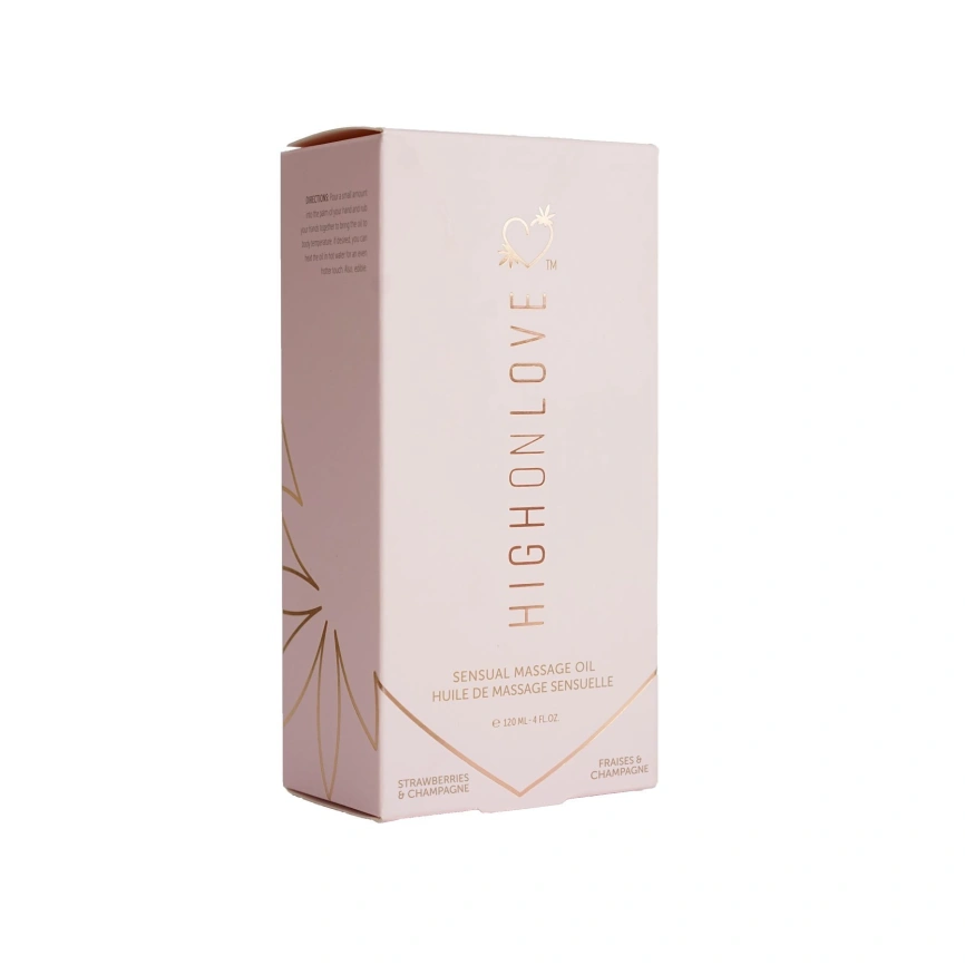 Массажное масло HighOnLove Massage Oil - Strawberry & Champagne (120 мл) с маслом семян конопли фото 3