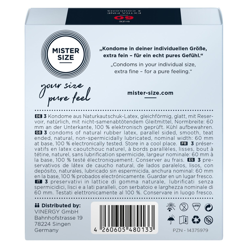 Презервативи Mister Size - pure feel - 60 (3 condoms), товщина 0,05 мм фото 3