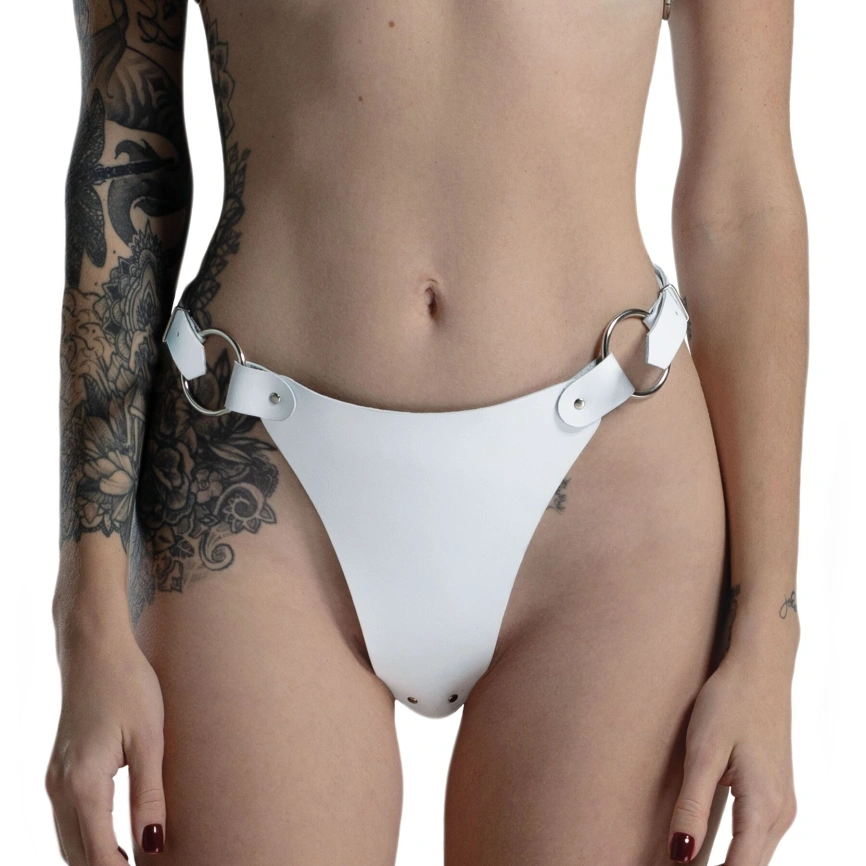 Трусики из натуральной кожи Feral Feelings - String Bikini White фото 2