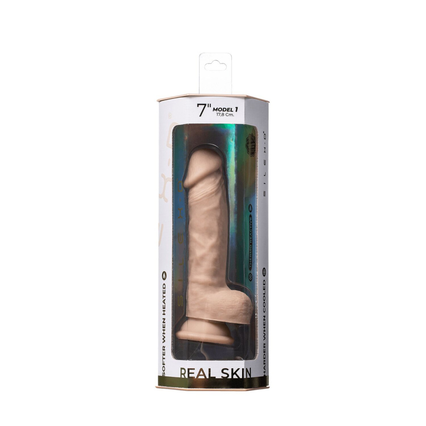 Фалоімітатор SilexD Johnny Real Skin Flesh MODEL 1, суперреалістичний, на присосці, діаметр 3,8 см фото 6