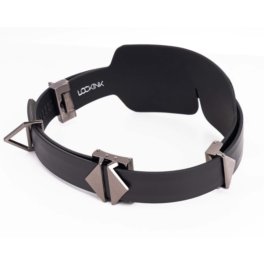 Маска на очі LOCKINK Blindfold Kit, чорна, натуральна шкіра, регульований обсяг фото 3