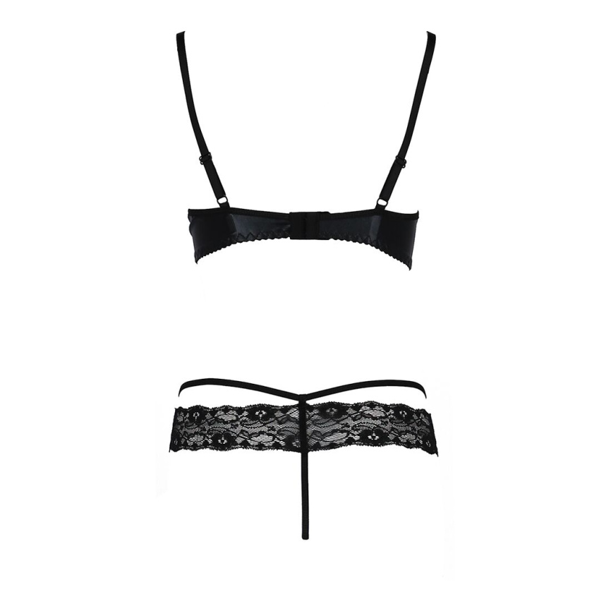 Комплект білизни Passion Exclusive NORTH SET S/M, black, ліф и трусики з елементами під латекс фото 6