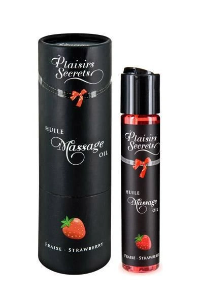 Массажное масло Plaisirs Secrets Strawberry (59 мл) с афродизиаками, съедобное, подарочная упаковка фото 1