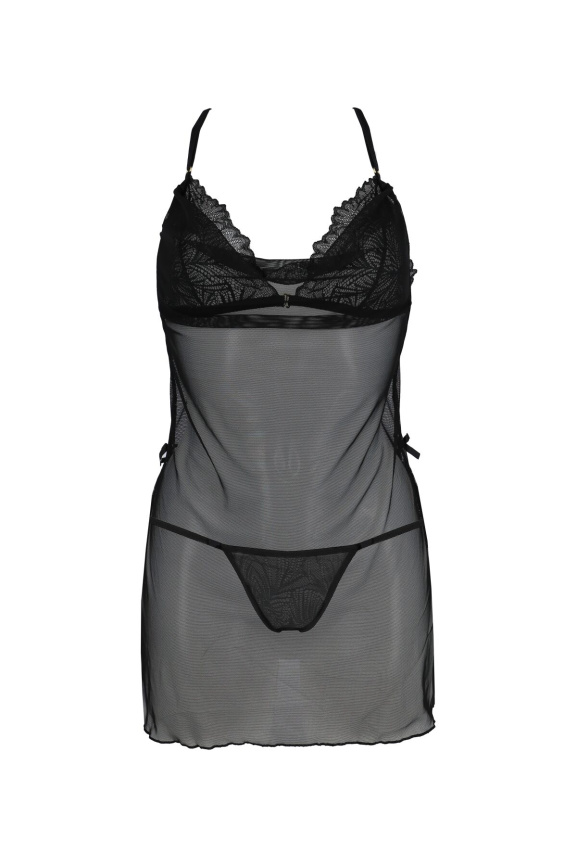 Сорочка Passion DELIENA CHEMISE S/M black, стрінги із заниженою талією фото 3