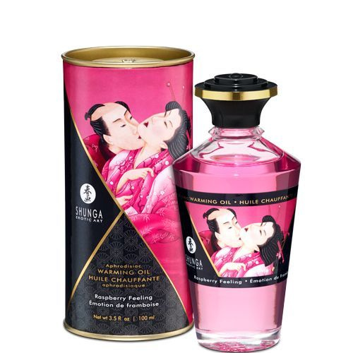 Розігрівальна олія Shunga Aphrodisiac Warming Oil – Raspberry Feeling (100 мл) без цукру, смачна фото 1