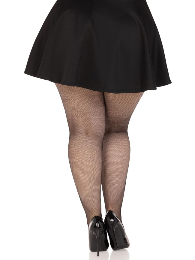 Колготки Leg Avenue Spandex micro net tights, 1X/2X, чорні, у дрібну сітку, середня посадка фото 4