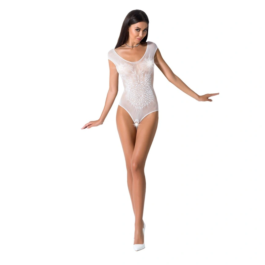 Бодистокинг Passion BS064 One Size, White, боди, закрытое плечо, открытый доступ фото 7