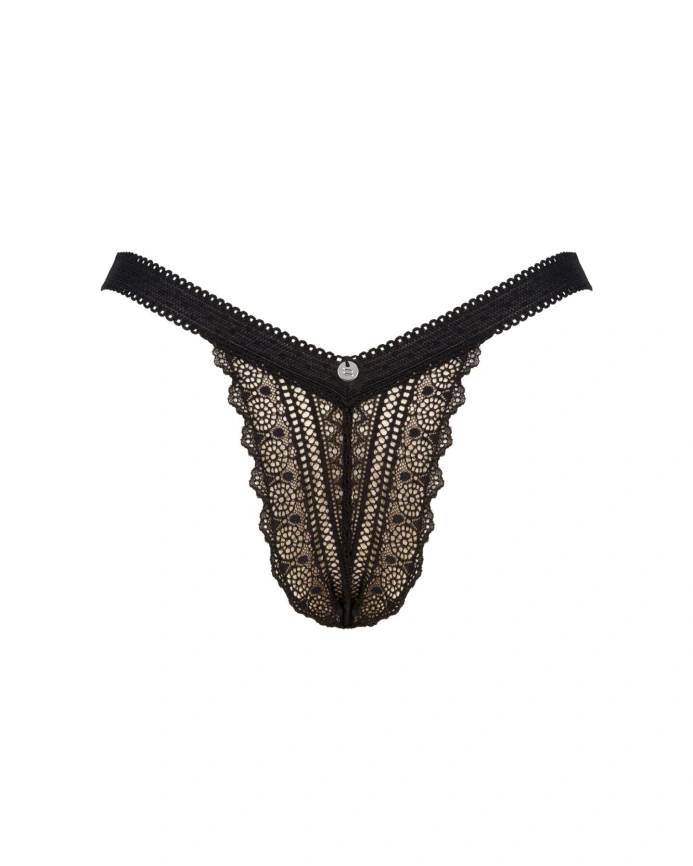 Кружевные трусики с заниженной талией Obsessive Estiqua panties M/L, черные фото 5