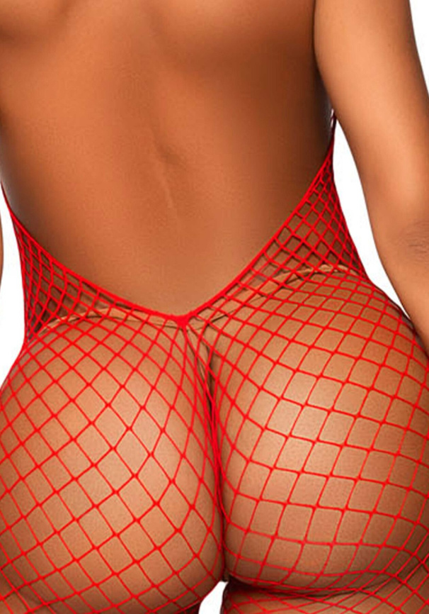 Еротичний сітчастий бодістокінг Leg Avenue Racer neck bodystocking Red фото 4