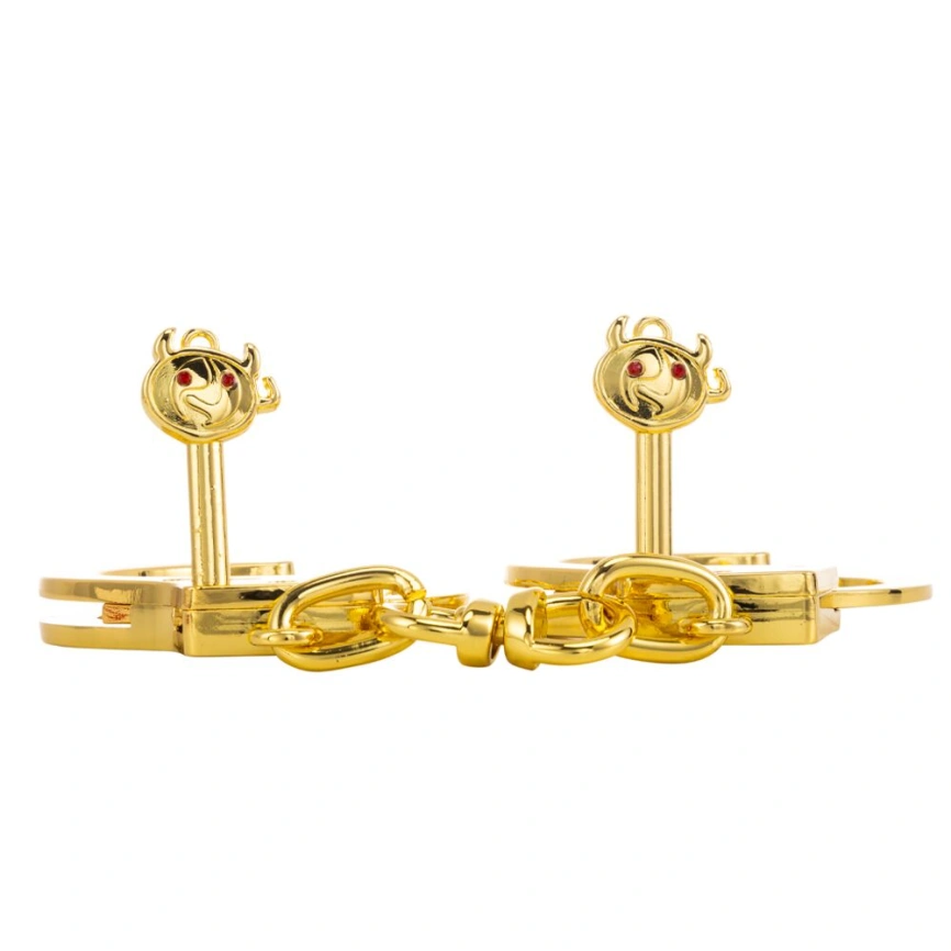 Наручники LOCKINK Pretty-sub Handcuffs, золотистые, металлические, можно открыть без ключа фото 9