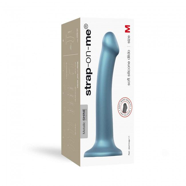 Насадка для страпону Strap-On-Me Mono Density Dildo M Blue, діам. 3,3 см, одношаровий силікон, гнучк фото 3