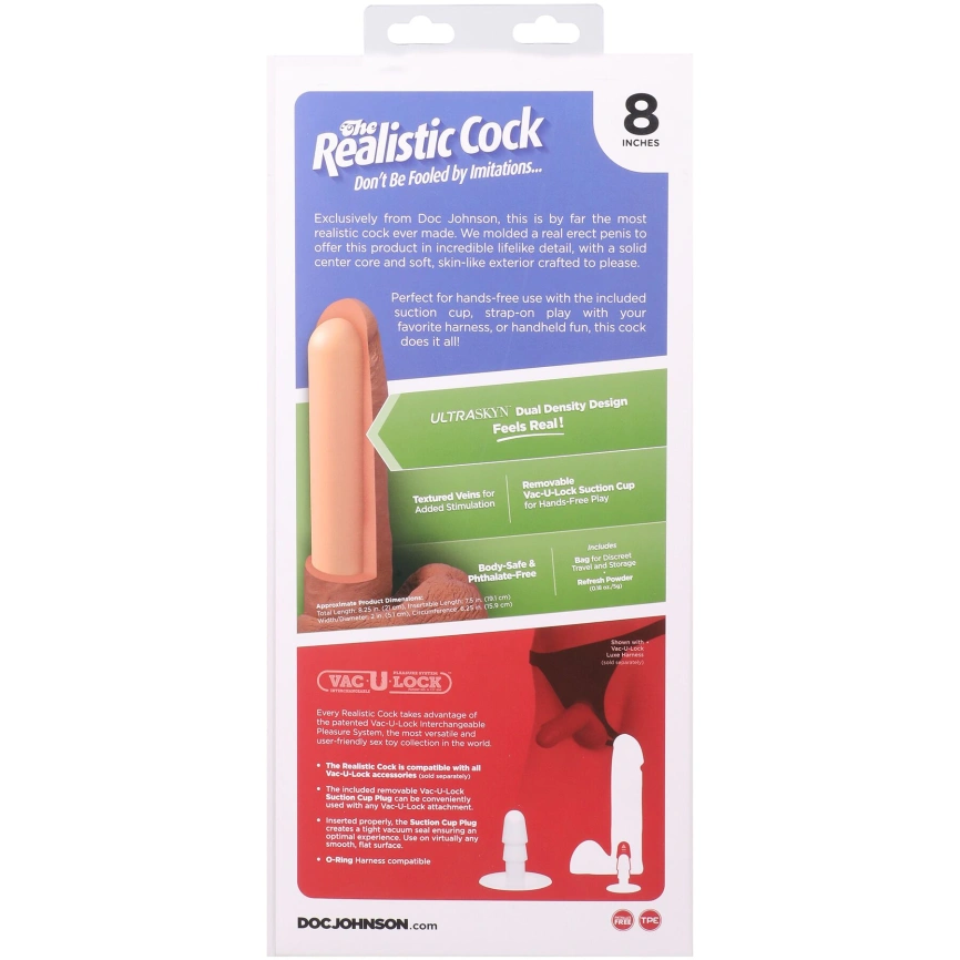 Фаллоимитатор Doc Johnson The Realistic Cock ULTRASKYN - 8 Inch with Balls Caramel фото 11