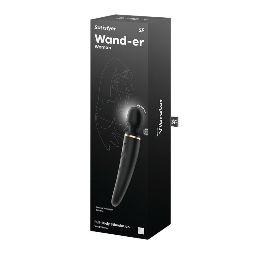 Вібромасажер Satisfyer Wand-er Woman (Black/Gold), водонепроникний, потужний, розмір XXL фото 6