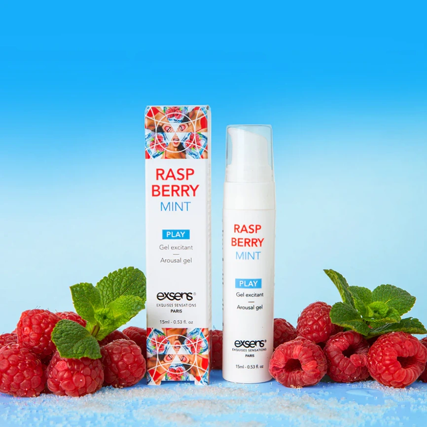 Стимулирующий гель EXSENS Kissable Raspberry Mint 15мл можно для поцелуев, охлаждающий фото 4