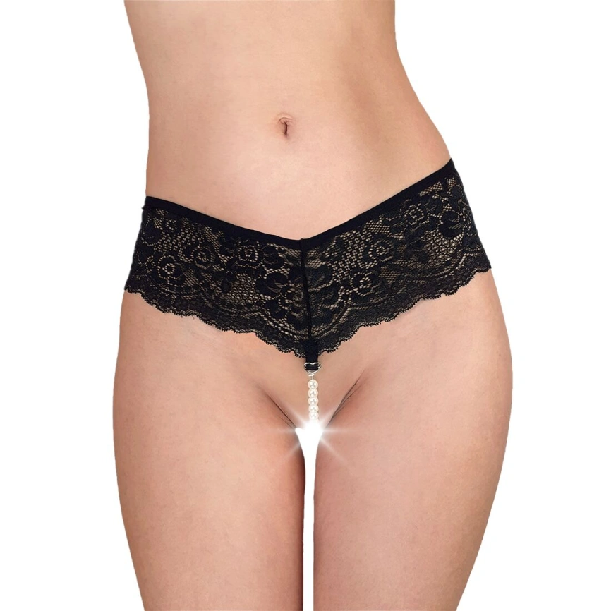 Сексуальные женские трусики Fabiana с жемчугом, черные, размер L-2XL фото 5