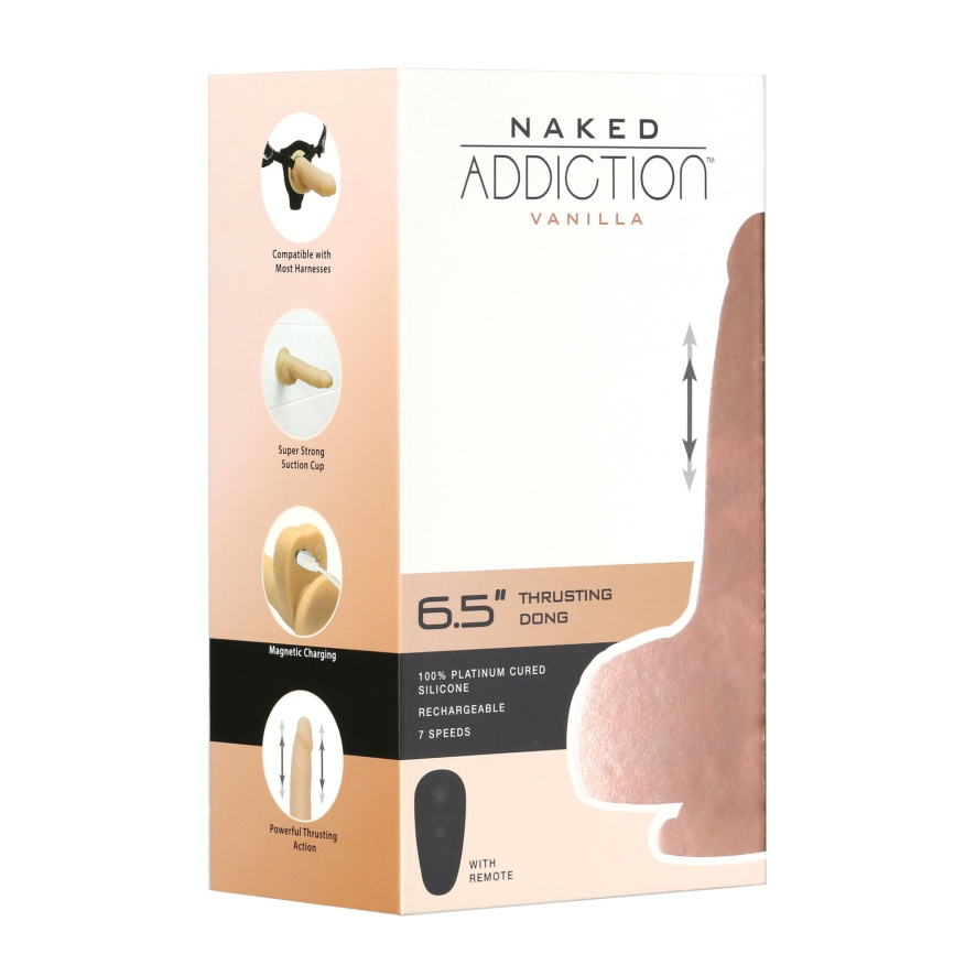 Фалоімітатор-пульсатор Naked Addiction 6.5″ Thrusting Dong With Remote, рухи вперед-назад, пульт ДК фото 8