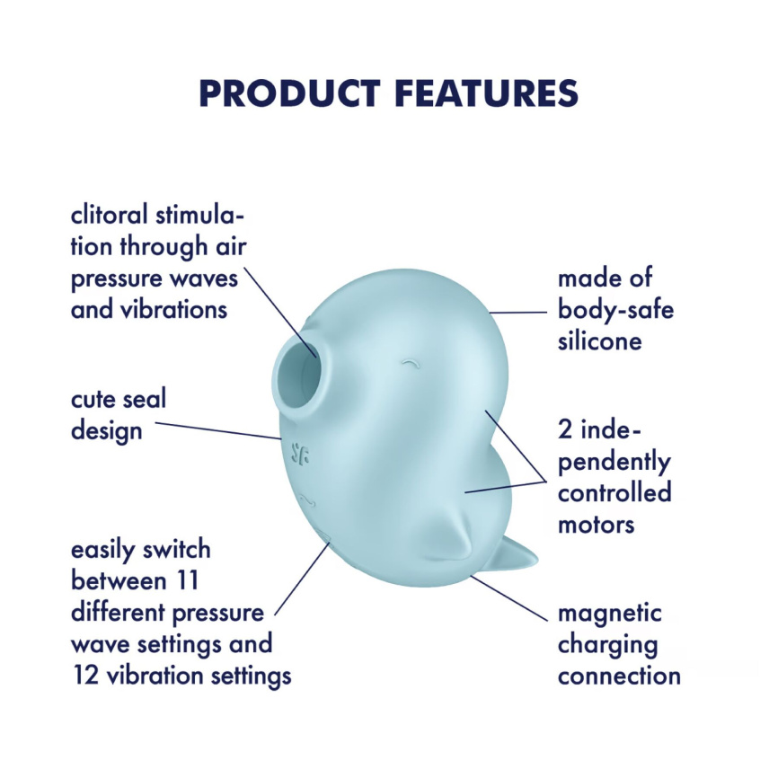 Вакуумний кліторальний стимулятор з вібрацією Satisfyer Sassy Seal, 2 незалежні мотори фото 4