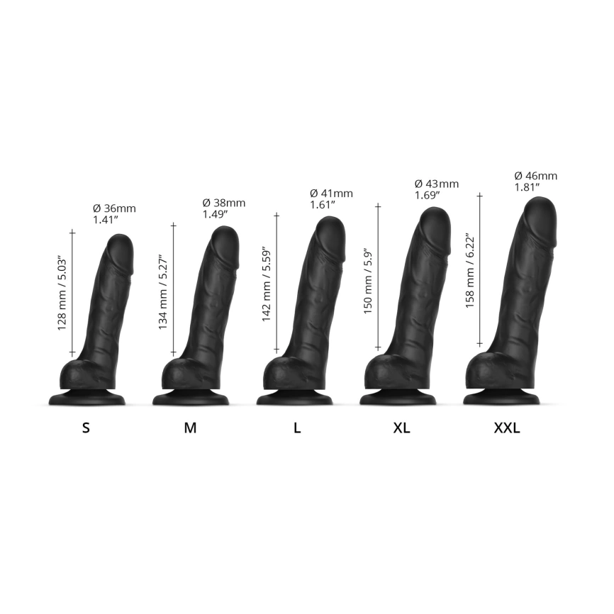 Реалистичный фаллоимитатор Strap-On-Me Sliding Skin Realistic Dildo Black XXL, эффект подвижной кожи фото 4