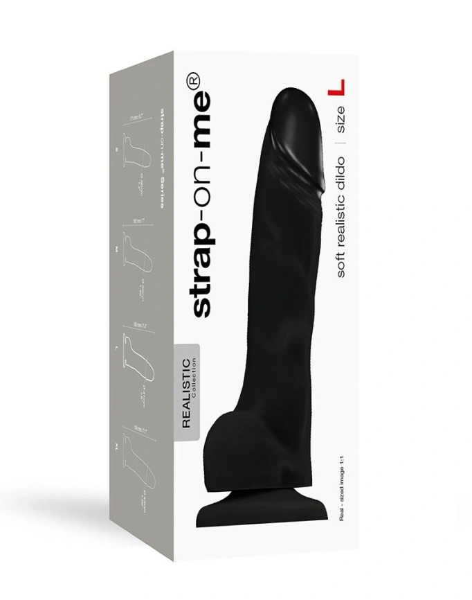 Реалистичный фаллоимитатор Strap-On-Me SOFT REALISTIC DILDO Black - Size L фото 1