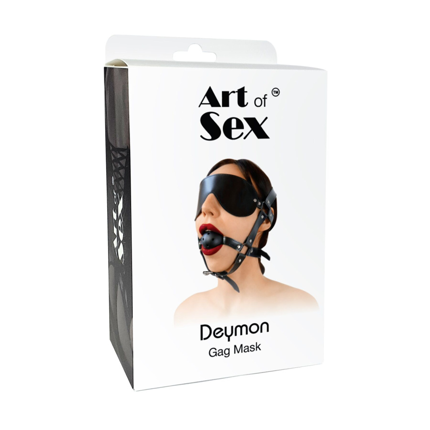 Кляп-маска Art of Sex - Deymon, екошкіра, колір чорний фото 4