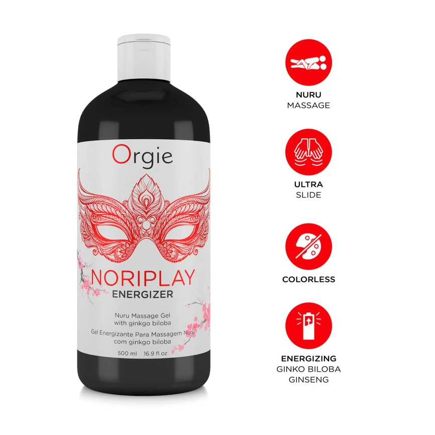 Гель для NURU-массажа Orgie – Noriplay Energizer (500 мл), экстракт гинкго билоба, защитная простыня фото 3