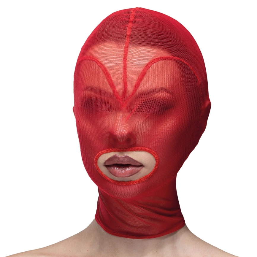Маска сердце сетка с открытым ртом Feral Feelings - Hearts Mask Red/Red фото 1