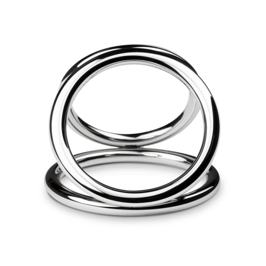 Потрійне ерекційне кільце Sinner Gear Unbendable – Triad Chamber Metal Cock and Ball Ring – Large фото 3
