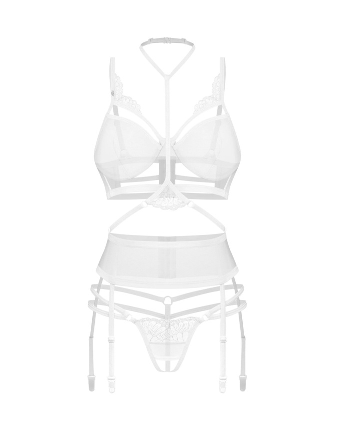 Комплект Obsessive Premisis White 3-pcs crotchless set L/XL фото 2