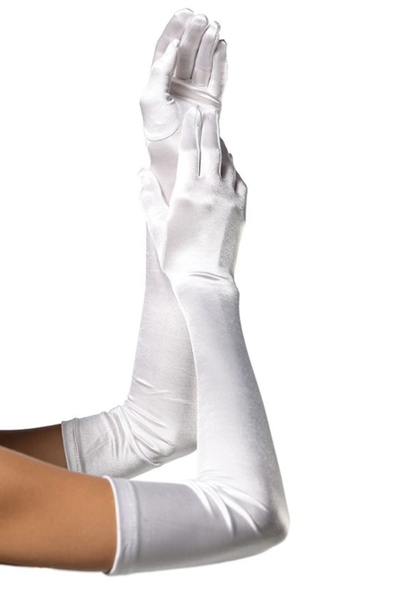 Длинные атласные перчатки Leg Avenue Extra Long Satin Gloves, One Size, белые фото 1