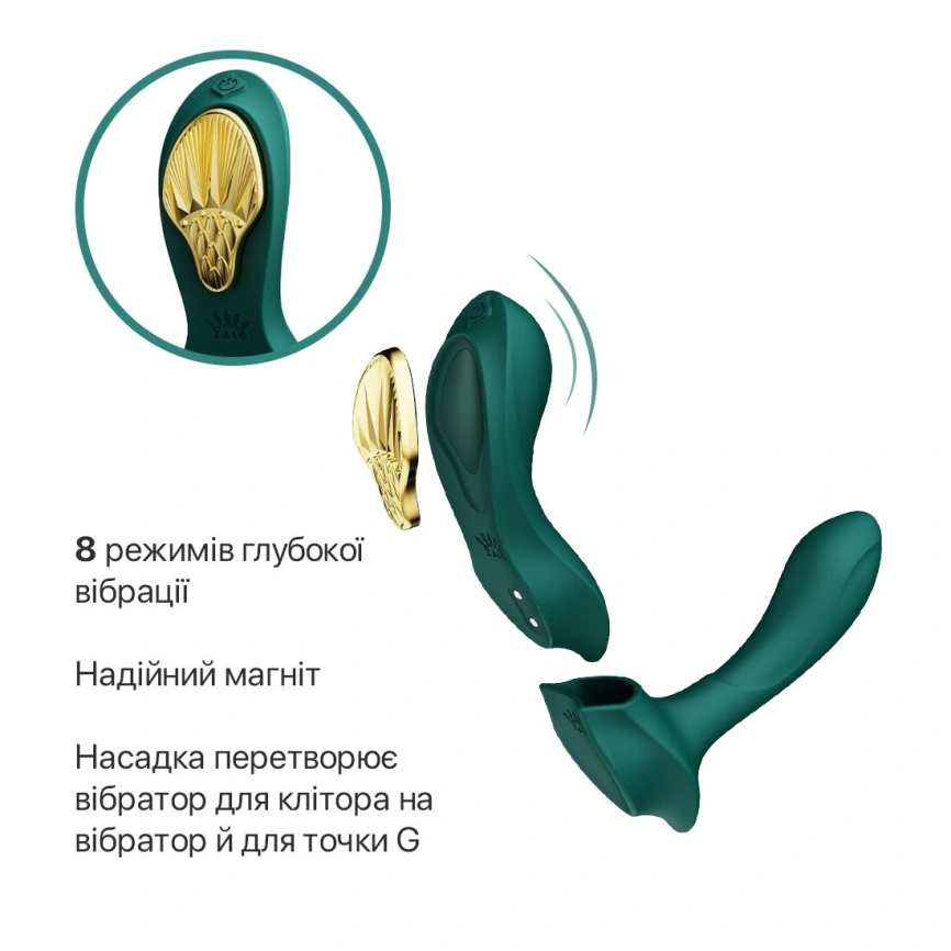 Смарт-вибратор в трусики Zalo - AYA Turquoise Green, насадка и пульт ДУ фото 13