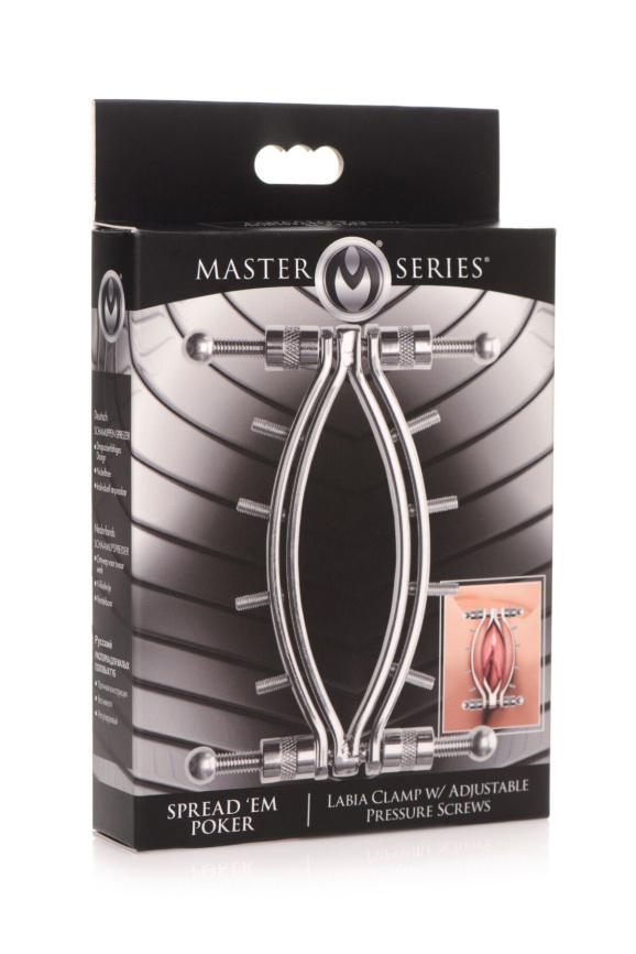 Затискач для вагіни Master Series: Spread 'Em Poker Vagina Clamp with Adjustable Pressure Screws, ши фото 6