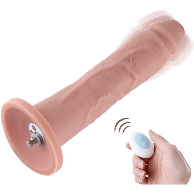 Фалоімітатор 10.2″ з вібрацією для секс-машин Hismith Silicone Dildo with Vibe, KlicLok, пульт ДК фото 1