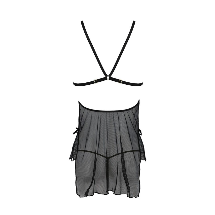 Сорочка Passion DELIENA CHEMISE XXL/XXXL black, стрінги із заниженою талією фото 11
