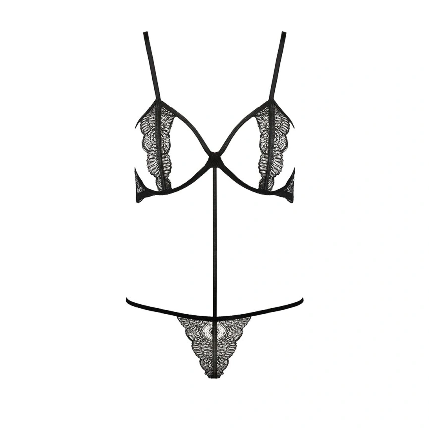 Комплект белья Passion Exclusive QUENTRIS BIKINI S/M, black, стринги и полуоткрытый лиф фото 9