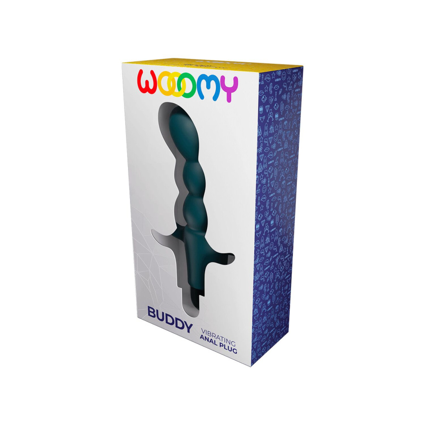 Анальний вібростимулятор Wooomy Buddy, темно-зелений, гнучкий, 10 режимів вібрації, знімна віброкуля фото 5