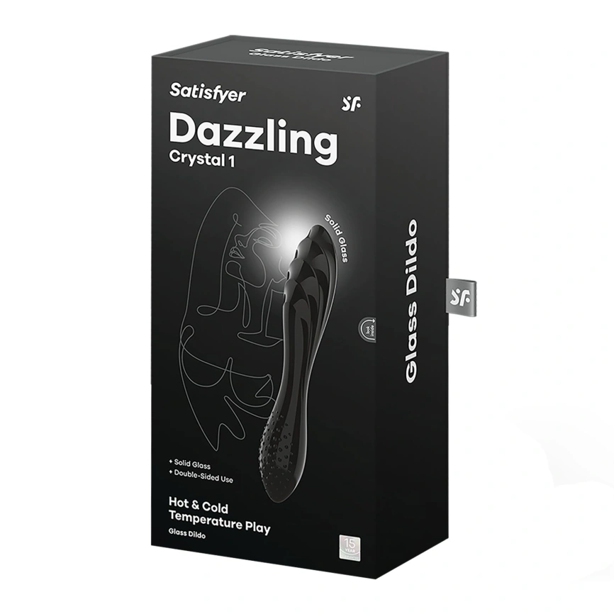 Двусторонний стеклянный дилдо Satisfyer Dazzling Crystal 1 Black, очень прочный, без стоппера фото 5