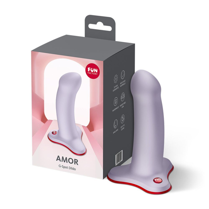 Фалоімітатор Fun Factory AMOR Purple, довжина 14,6 см, діаметр 3,7 см, вигнутий фото 8