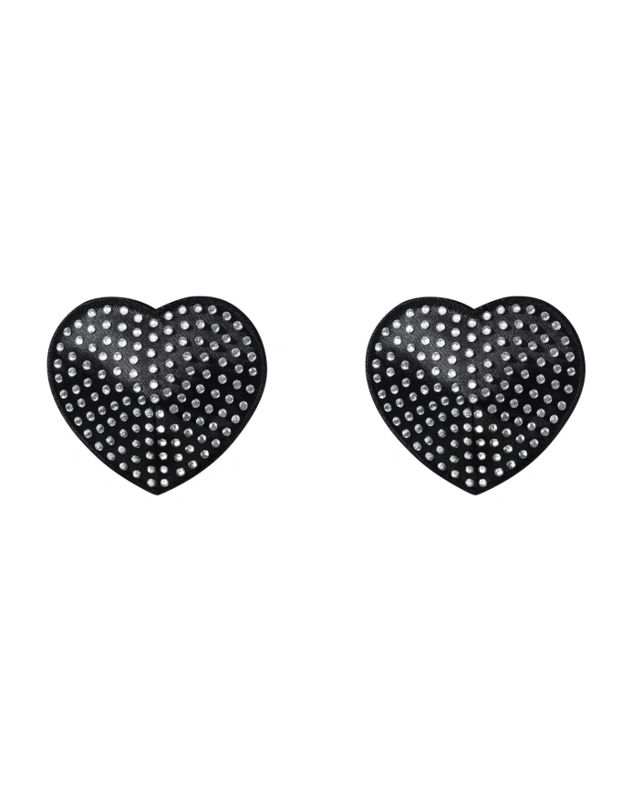 Накладки-сердечки на соски со стразами Obsessive A750 nipple covers, черные фото 3