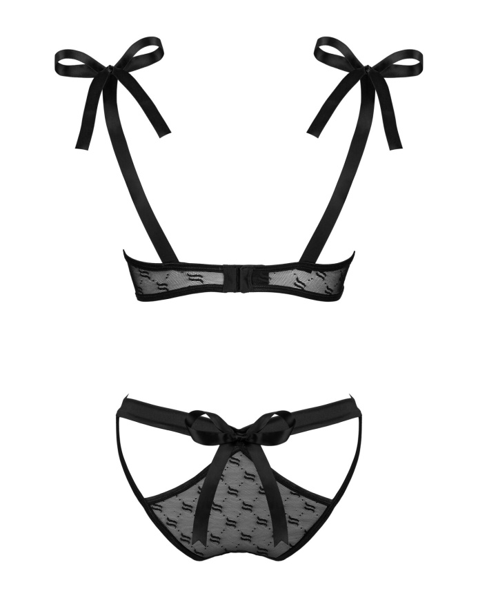 Напівпрозорий еротичний комплект Obsessive Obsessivia 2-pcs set black L/XL, бюстгальтер та трусики фото 6